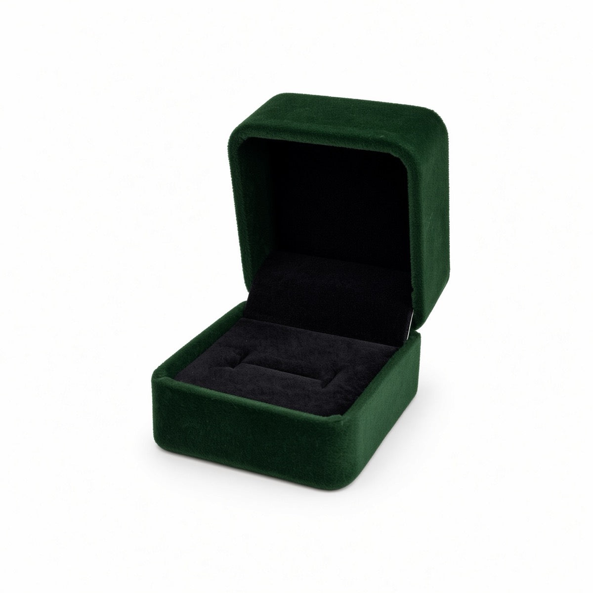 V37R-G green velvet ring jewelry box open interior