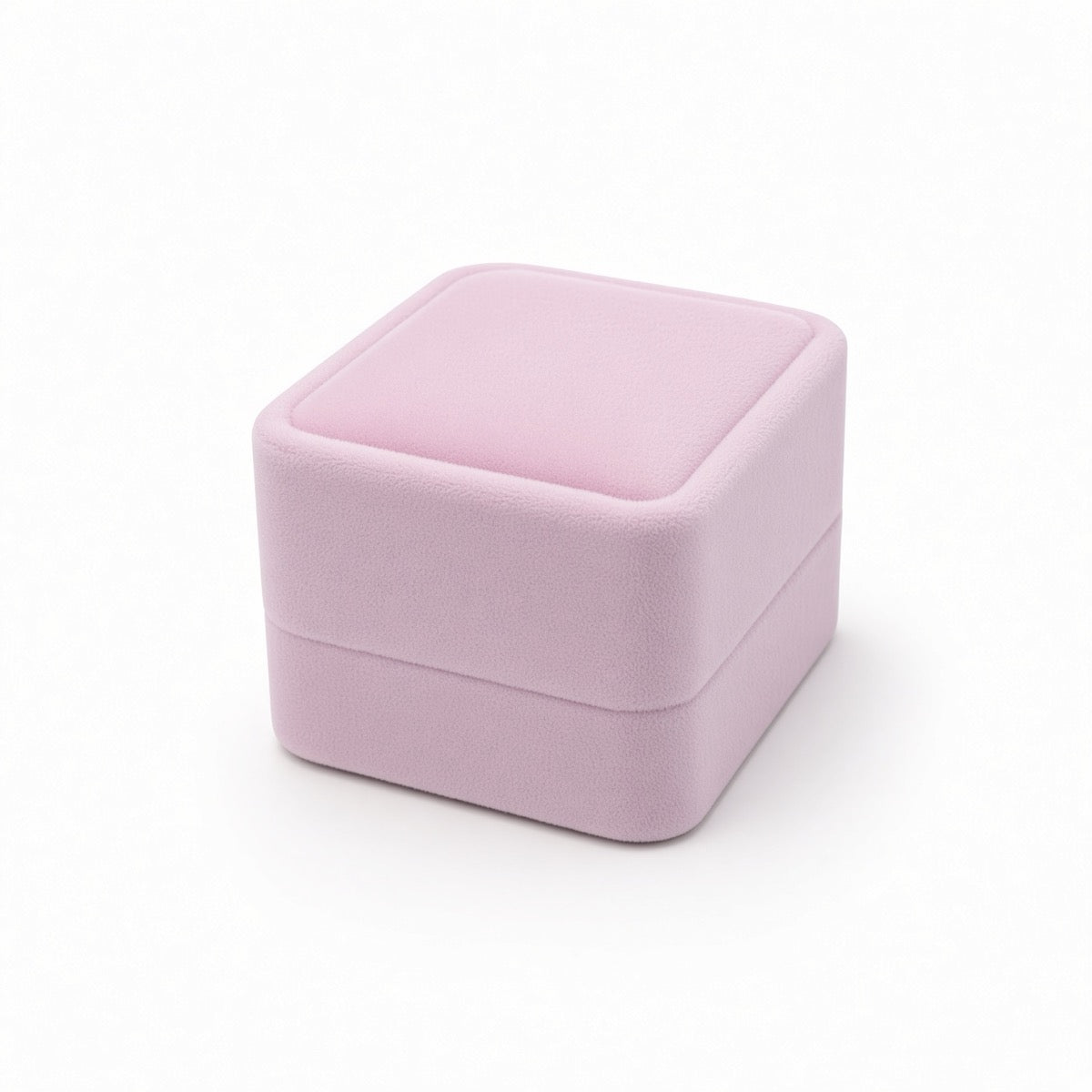 V37R-P pink velvet ring jewelry box closed on white background