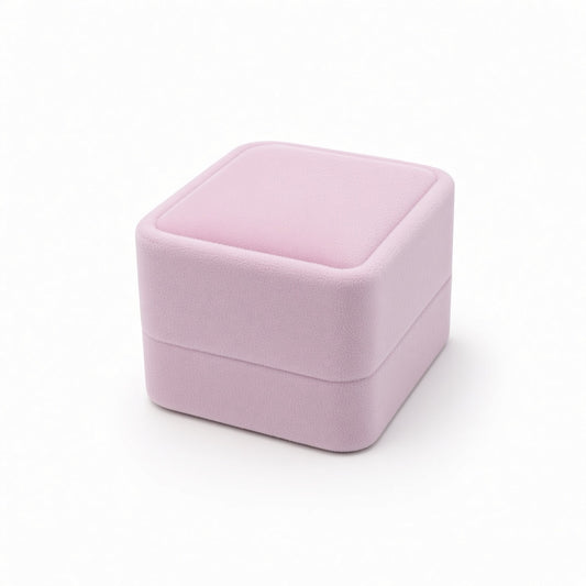 V37R-P pink velvet ring jewelry box closed on white background