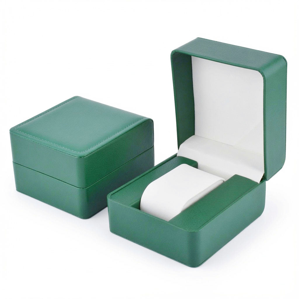 watch box - Green White Watch Display Box WB01-G W side view