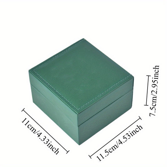 watch box - Green Orange Leather PU Watch Box Boxes Holder WB002-G open view