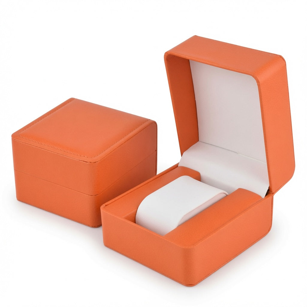 watch box - Orange White Watch Box WB01-O W side view