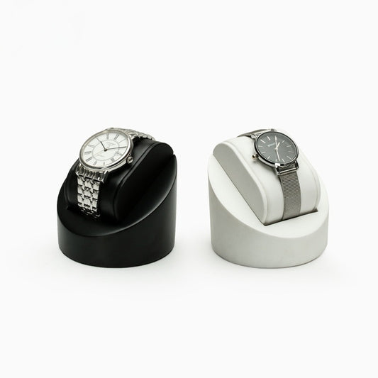 watch display - Black Leather Watch Display Stand Holder C02517 front view