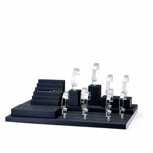 watch display - Custom Black Acrylic Watch Display Tray Collection CWD003 front view