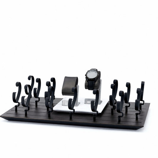 watch display - Custom Black Oval Watch Stand Collection CWD025 front view
