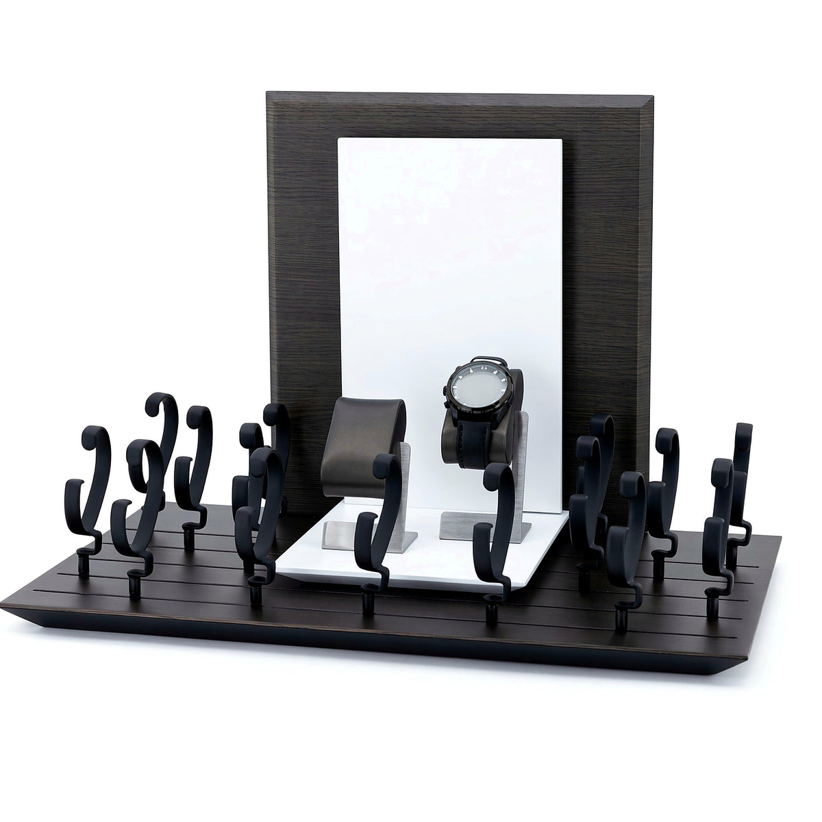 watch display - Custom Black Oval Watch Stand Collection CWD025 side view