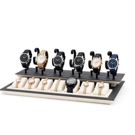 watch display - Custom Black White Watch Hook Display Tray CWD005 open view