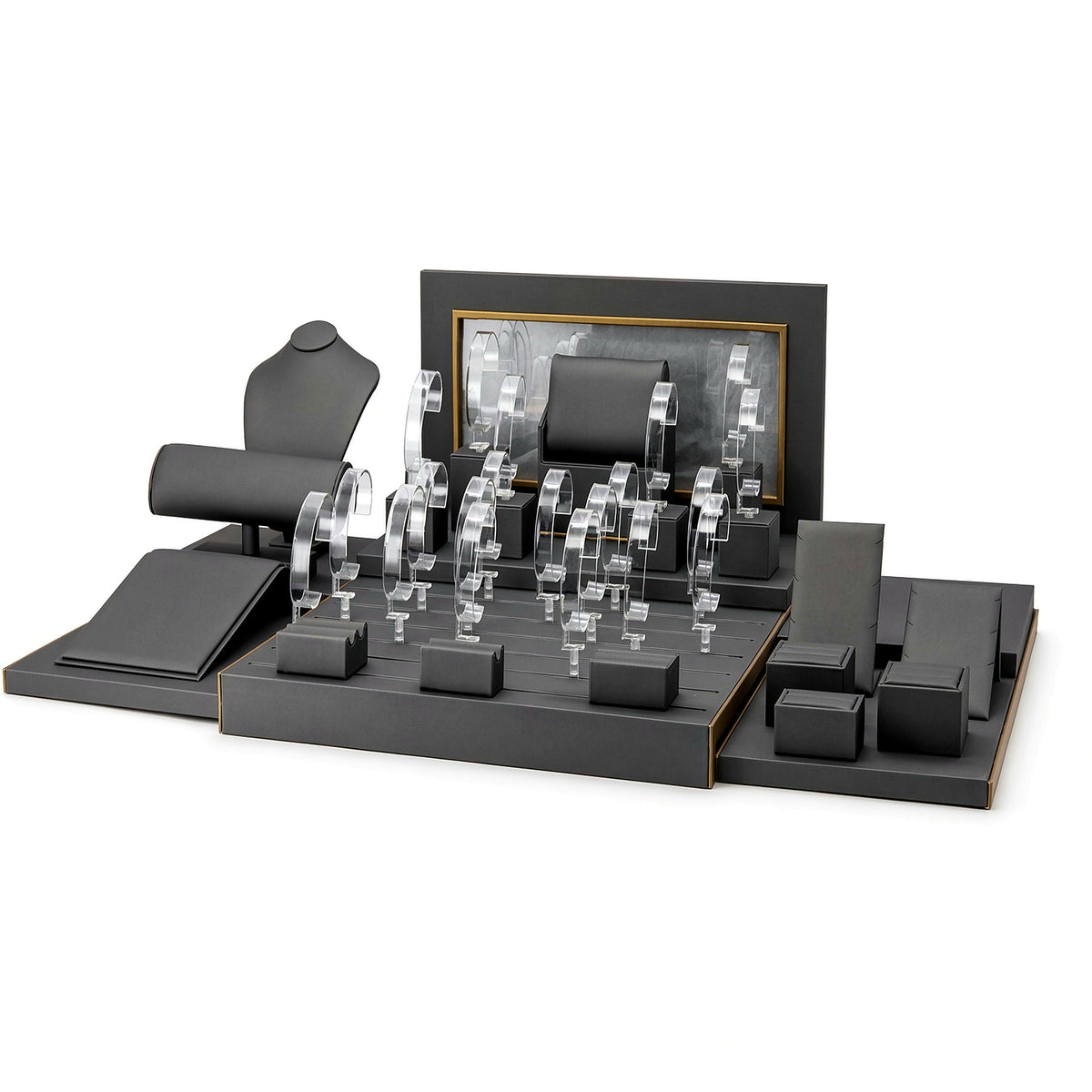 watch display - Custom Charcoal Rectangular Watch Display Set CWD016 side view