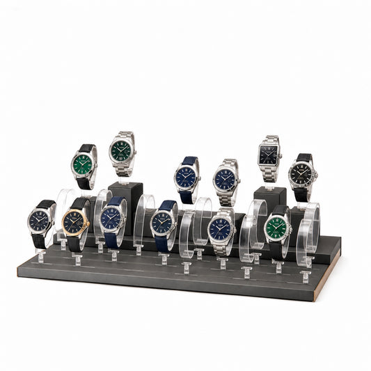 watch display - Custom Clear Multi-Row Watch Display Tray CWD004 open view