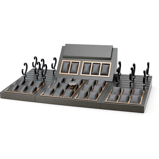 watch display - Custom Gray Modular Watch Tray and Holder Set CWD022 front view