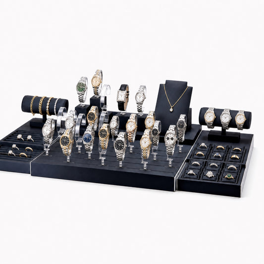 watch display - Custom Gray Modular Watch Tray and Holder Set CWD022 open view