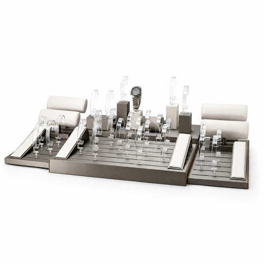watch display - Custom Ivory Gray Watch Display Counter Set CWD019 front view