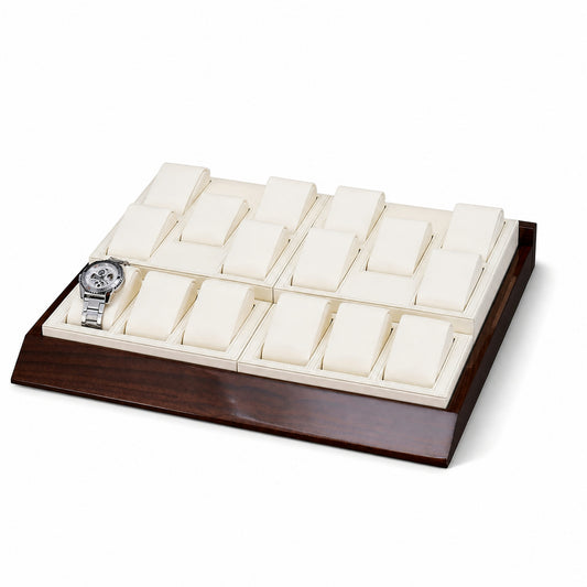 watch display - Custom Ivory Wood Watch Pillow Display Tray CWD027 front view