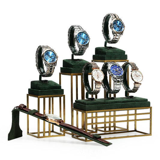 watch display - Green Metal Watch Display Stand Holder C01050 front view