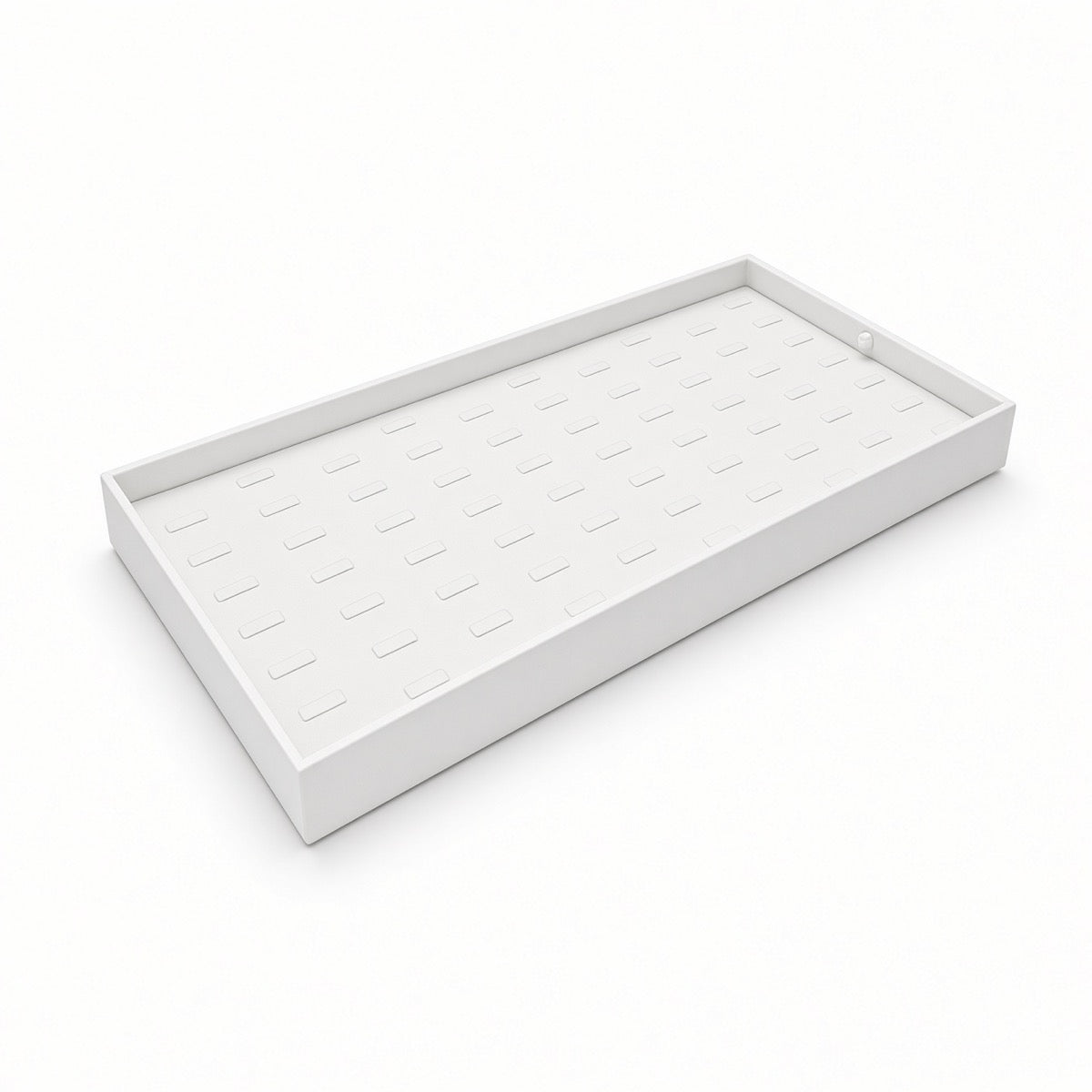 White 56-slot ring tray display angled view