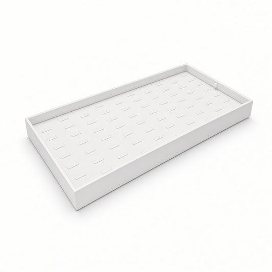 White 56-slot ring tray display angled view
