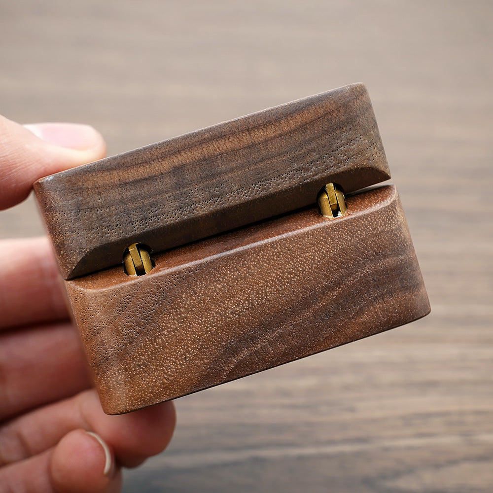 Square Wooden Single Ring Box