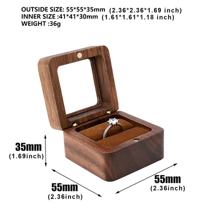 Square Wooden Single Ring Box With Window