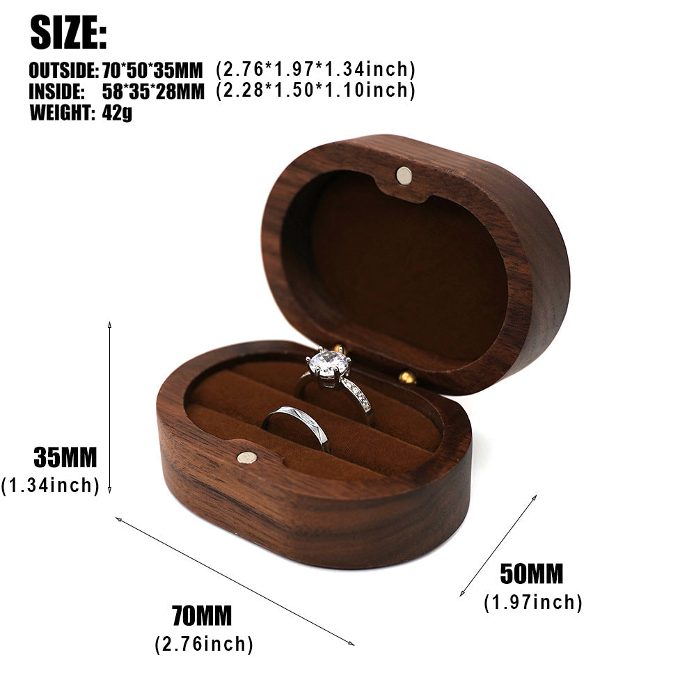 Oval Wooden Double Ring Box