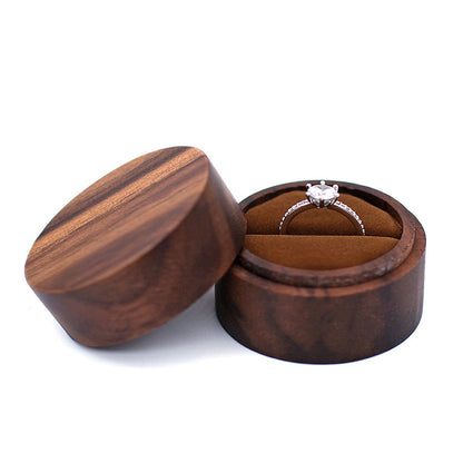 Cylindrical Wood Single Ring Box