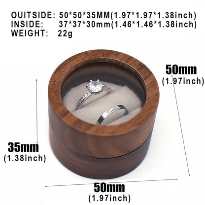 Cylindrical Wood Single Ring Box