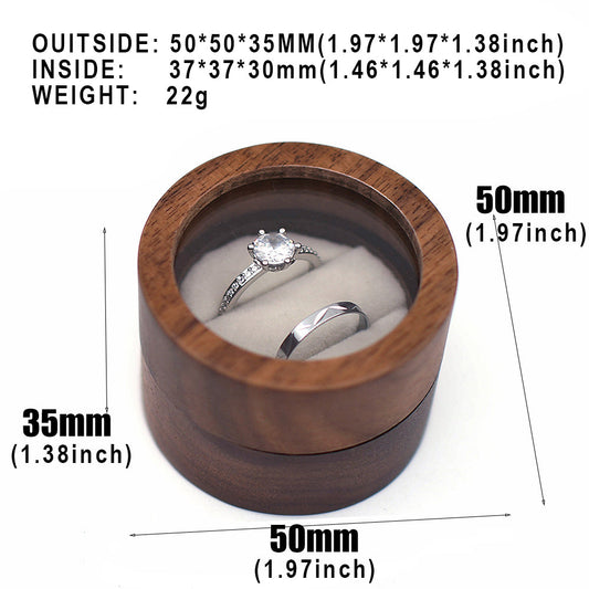 ring box - Clear Brown Wood Wooden Ring Box Rings W06R2-BR open view