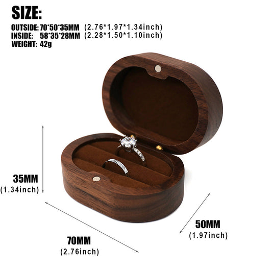 ring box - Black Wooden Velvet Ring Box Boxes W04DR1-BR open view