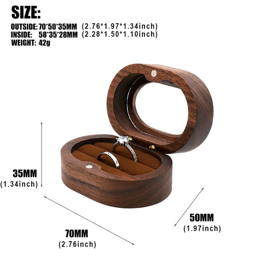 ring box - Clear Brown Wooden Velvet Ring Box Boxes W04DR2-BR open view