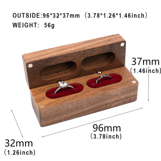 ring box - Wooden Ring Box W02DR-R open view